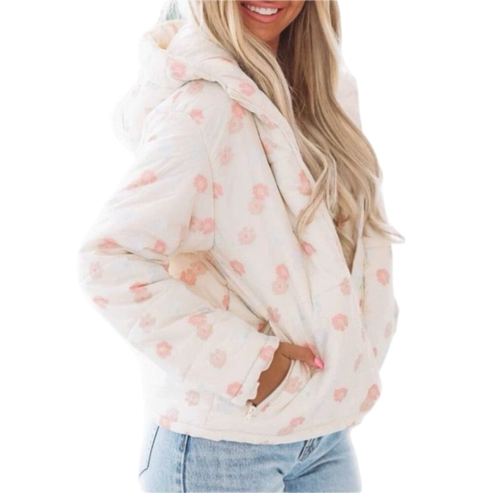 NWT Storia Floral Puffer Jacket - Cream L